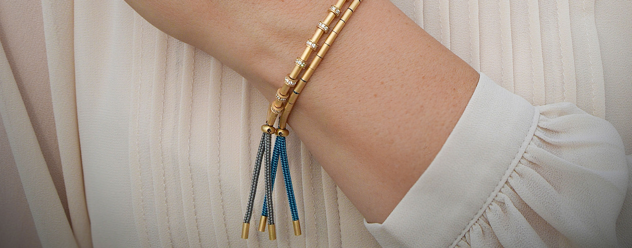 Signature Armband 750er Gelbgold, 585 Weißgold